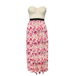 cottagecore Strapless floral corset dress